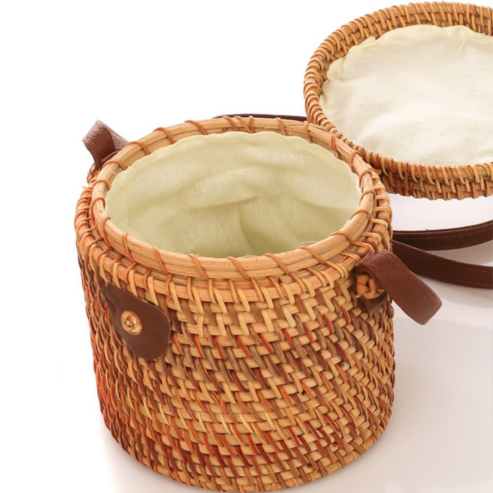 Bali Rattan Barrel Basket Bag - Picture 3 of 5